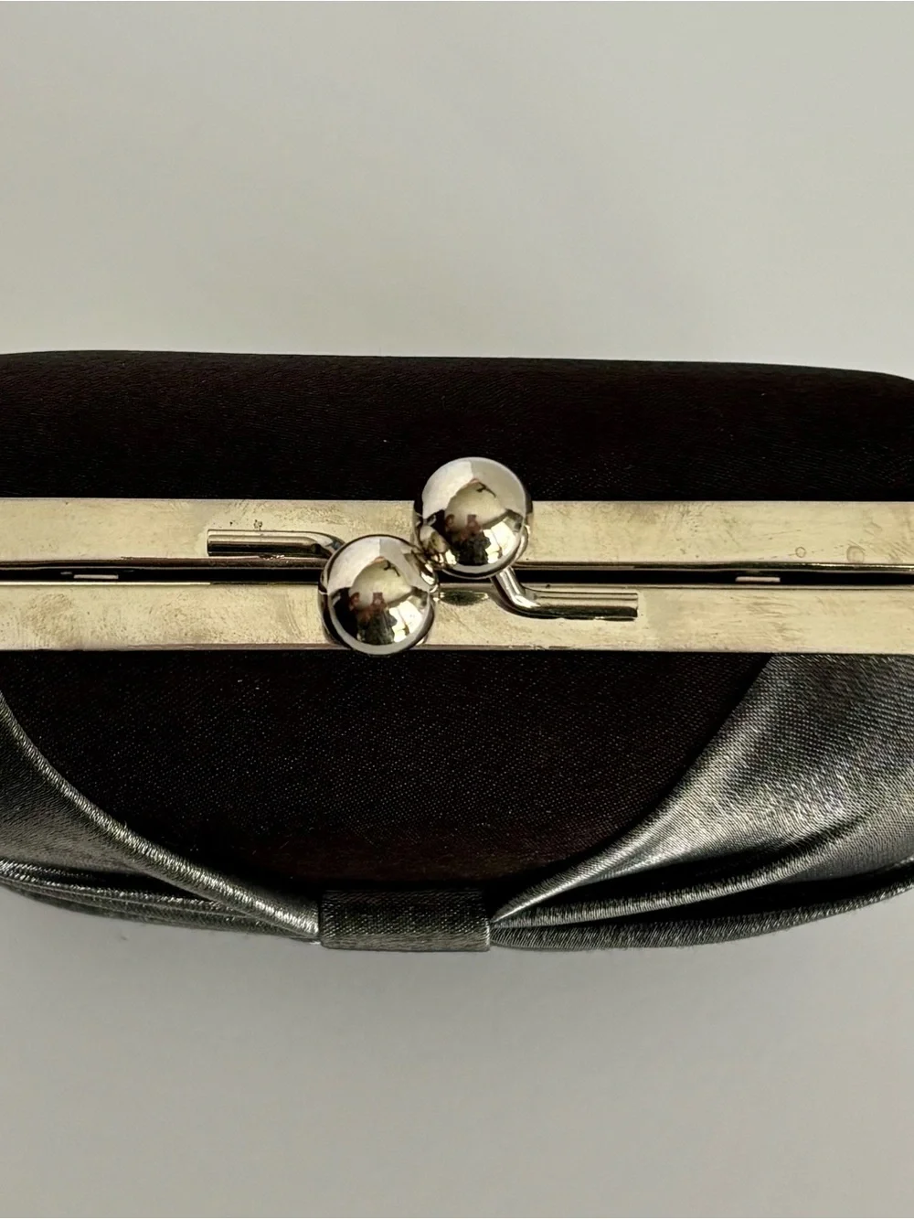Bow Satin Clutch Silver Black Evening Bag Wedding Formal Purse